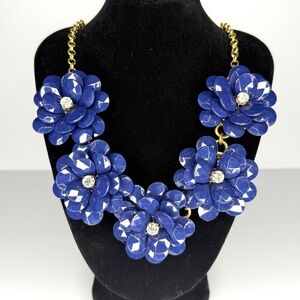 J CREW Dark Blue Flower Decorative Necklace